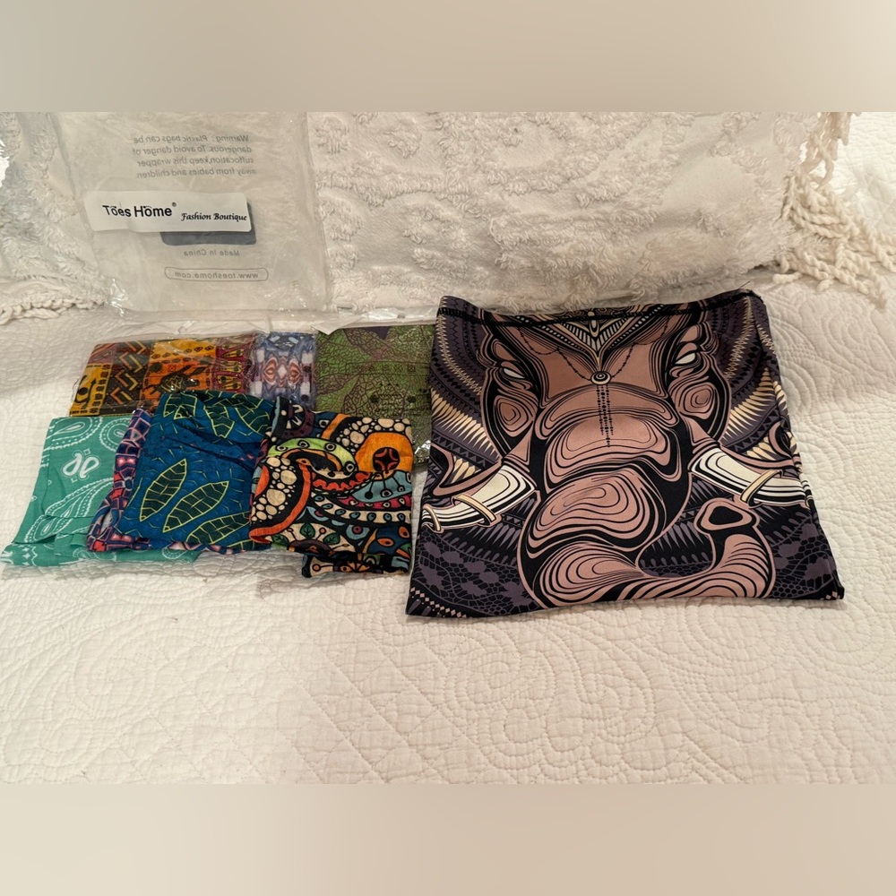 Set of 9 TOTES boho mandala print stretch headbands neck gaiters NIB